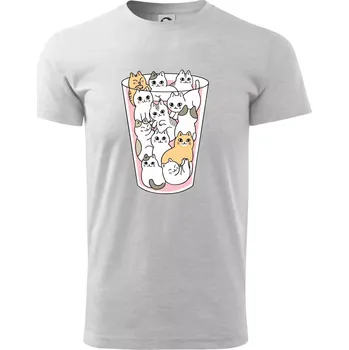 Pánské tričko Kočky ve sklenici - Triko extra velké (5-8XL) - 7XL ( Světlešedý Melír )