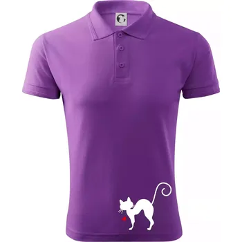 Pánská košile Zamilovaná kočka prohnutá - Polokošile pánská Pique Polo 203 - 5XL ( Fialová )