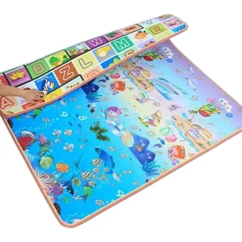 Dětská hrací podložka 180x120x0,5 cm Měkký pěnový koberec na lezení EPE Oboustranný motiv vodní svět Podložka pro miminka a batolata