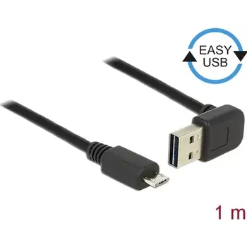 USB hub Delock Kabel EASY-USB 2.0 Typ-A samec pravoúhlý nahoru USB 2.0 Typ Micro-B samec 1 m černá (83535-D)
