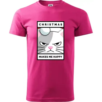 Pánské tričko Christmas makes me happy - Klasické pánské triko vyšší gramáže - M ( Purpurová )