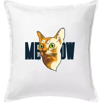 Polštář Kočka meow - Polštář 50x50 - 50x50 - Včetně výplně ( Bílá )