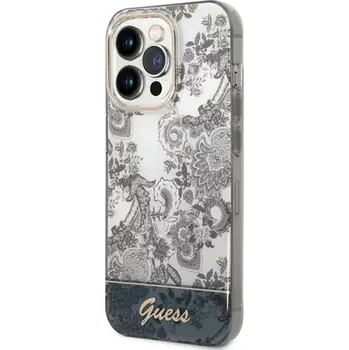 Pouzdro na mobilní telefon GUESS PC/TPU Toile De Jouy Zadní Kryt pro Apple iPhone 14 Pro šedá (3666339090722)