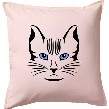 Polštář Kočka hlava skica - Polštář 50x50 - 50x50 - Pouze potah ( Světle růžová )