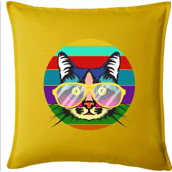 Polštář Kočka při barevném západu - Polštář 50x50 - 50x50 - Pouze potah ( Žlutá )