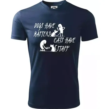 Dogs have masters, cats have staff - Dětské triko sportovní (dresovina) - 158 cm/12 let ( Námořní modrá (velmi tmavá - téměř černá) )