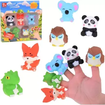 Pryžové loutky Zvířátka ze ZOO, 5 figurek
