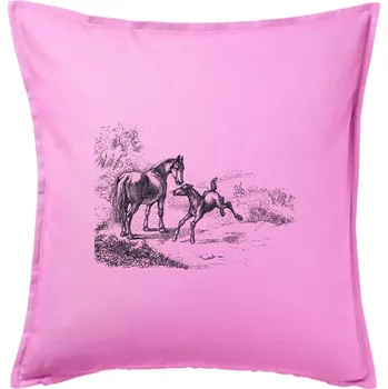 Polštář Kůň a hříbě malované - Polštář 50x50 - 50x50 - Pouze potah ( Růžová )