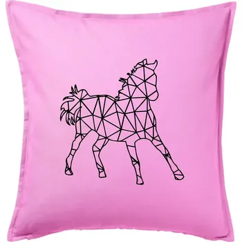 Polštář Geometrie - kůň jednobarevná - Polštář 50x50 - 50x50 - Pouze potah ( Růžová )