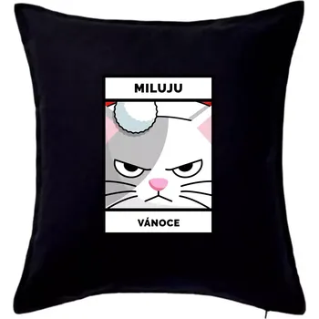Polštář Miluju Vánoce - Polštář 50x50 - 50x50 - Pouze potah ( Černá )