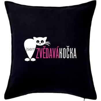 Polštář Jsem zvědavá kočka - Polštář 50x50 - 50x50 - Pouze potah ( Černá )