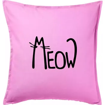 Polštář Meow - Mňau - Polštář 50x50 - 50x50 - Pouze potah ( Růžová )