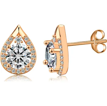 Náušnice Olivie Stříbrné náušnice KAPKA MOISSANITE ROSE 9743 Ag 925; ≤2,1 g.