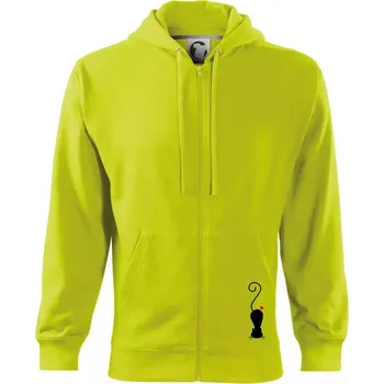 Pánská mikina Zamilovaná kočka ležící - Mikina s kapucí na zip trendy zipper - M ( Limetková )