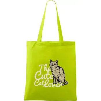Nákupní taška The cute cat lover - Taška bavlněná - 42 x 38 cm ( Limetková )