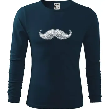 Pánská móda Mustache knír kreslený - Triko s dlouhým rukávem FIT-T long sleeve - M ( Námořní modrá (velmi tmavá - téměř černá) )