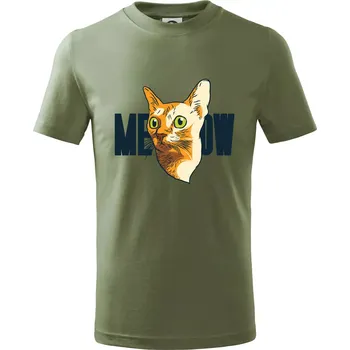 Kočka meow - Tričko dětské bavlněné - 158 cm/12 let ( Khaki )