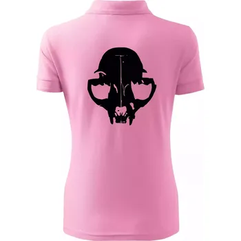 Kočka - Cat skull - Polokošile dámská Pique Polo - 2XL ( Růžová )