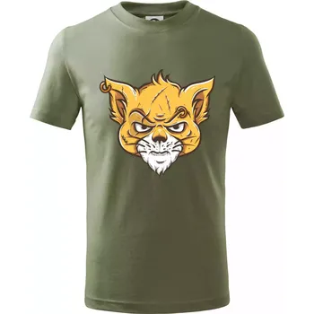 Nasraná kočka Thug life - Tričko dětské bavlněné - 104-110cm / 3-4 roky ( Khaki )