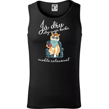 Já dřu, aby moje kočka mohla relaxovat - Tílko pánské Core - S ( Černá )