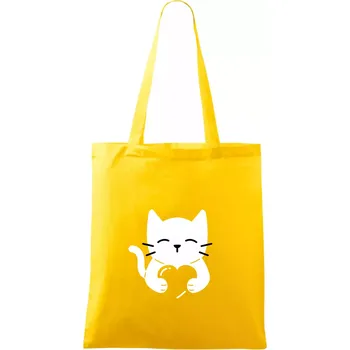 Kočka drží srdce - Taška bavlněná - 42 x 38 cm ( Žlutá )