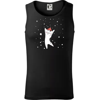 Pánské termoprádlo Veselá kočka v zimní čepici - Tílko pánské Core - M ( Černá )