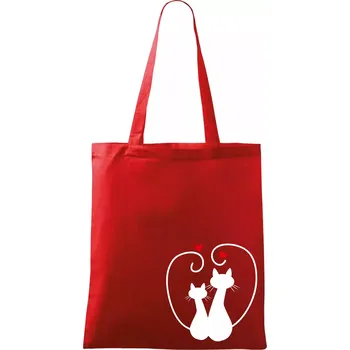 Kočky - Zamilovaný pár - Taška bavlněná - 42 x 38 cm ( Červená )