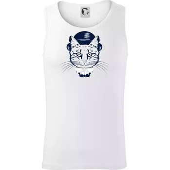 Kočka hipster s kloboukem - Tílko pánské Core - 2XL ( Bílá )