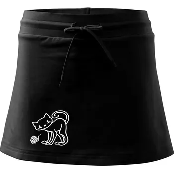 Dámská sukně Kočka - Klubíčko - prsa - Sportovní sukně - two in one - S ( Černá )