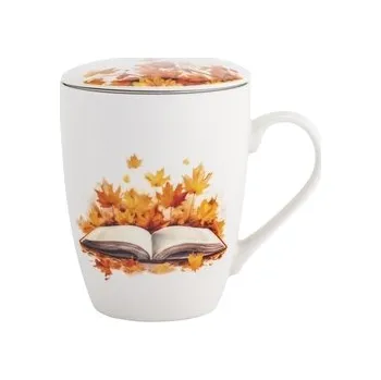 KUBEK NBC Z POKRYWKĄ I ZAPARZACZEM 350 ML W OPASCE DEK. BARWY JESIENI 1