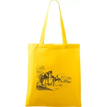 Kůň a hříbě malované - Taška bavlněná - 42 x 38 cm ( Žlutá )