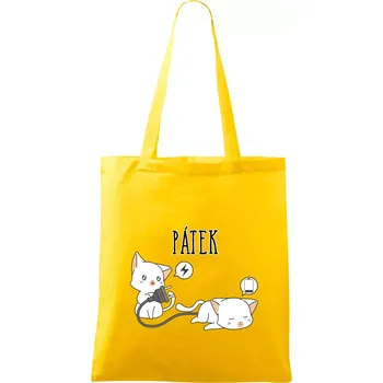 Kočky bez energie pátek - Taška bavlněná - 42 x 38 cm ( Žlutá )