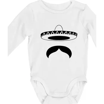 Dětská móda Mexican Mustache - Body kojenecké s dlouhým rukávem - Dlouhý r. do 3 měs ( Bílá )