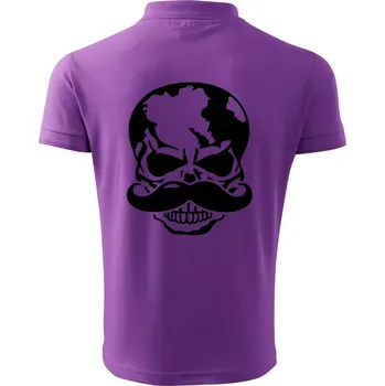 Pánská košile Mustache lebka - Polokošile pánská Pique Polo 203 - 5XL ( Fialová )