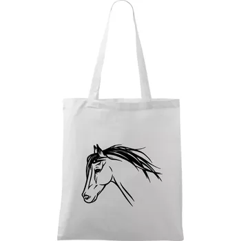 Kůň - hlava celá - Taška bavlněná - 42 x 38 cm ( Bílá )