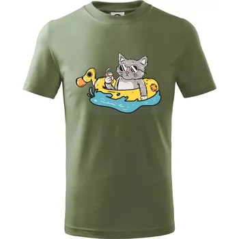 Dětská móda Kočka v kruhu - Tričko dětské bavlněné - 158 cm/12 let ( Khaki )