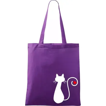 Zamilovaná kočka ocásek - Taška bavlněná - 42 x 38 cm ( Fialová )