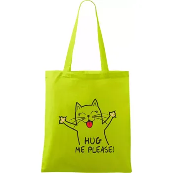 Kočka hug me please - Taška bavlněná - 42 x 38 cm ( Limetková )