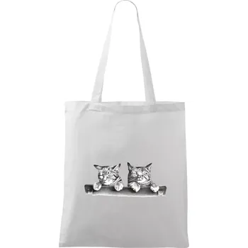 Nákupní taška Dvě koťátka na židli - Taška bavlněná - 42 x 38 cm ( Bílá )