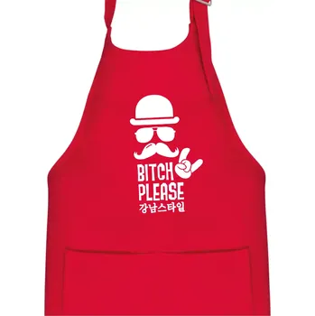 Kuchyňská zástěra Bitch please! Mustache - Dětská zástěra na vaření - Univerzální velikost ( Červená )
