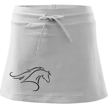 Dámská sukně Kůň - bežící silueta hlavy - Sportovní sukně - two in one - XS ( Bílá )