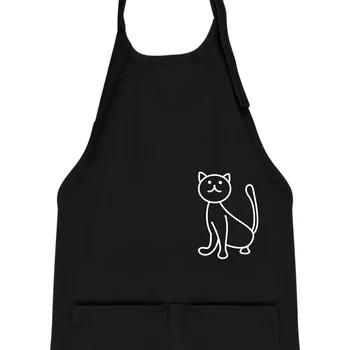 Kuchyňská zástěra Kočka kouká - Dětská zástěra na vaření - Univerzální velikost ( Černá )