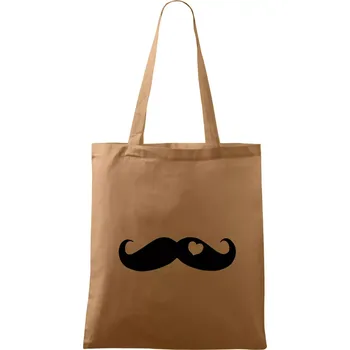 Nákupní taška Mustache love - Taška bavlněná - 42 x 38 cm ( Cappuccino )