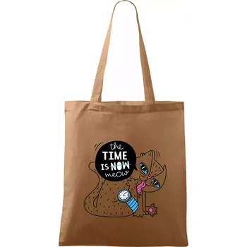 Nákupní taška The time is meow - Taška bavlněná - 42 x 38 cm ( Cappuccino )