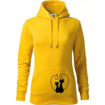 Dámská mikina Kočky - Zamilovaný pár - Mikina dámská Cape s kapucí - S ( Žlutá )
