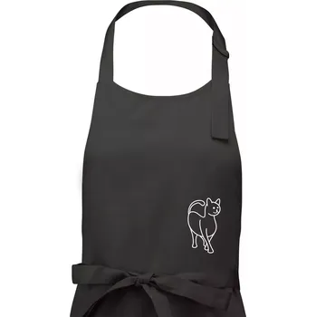 Kuchyňská zástěra Ladná kočka - Pánská zástěra na vaření - Univerzální velikost ( Dřevěné uhlí )