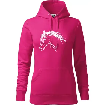Dámská mikina Kůň - hlava celá - Mikina dámská Cape s kapucí - L ( Purpurová )