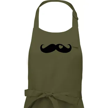 Kuchyňská zástěra Mustache love - Pánská zástěra na vaření - Univerzální velikost ( Khaki )
