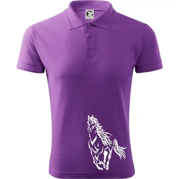 Pánská košile Kůň běžící - Polokošile pánská Pique Polo 203 - M ( Fialová )