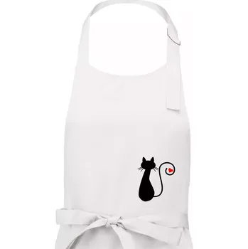 Kuchyňská zástěra Zamilovaná kočka ocásek - Dámská zástěra na vaření - Univerzální velikost ( Bílá )